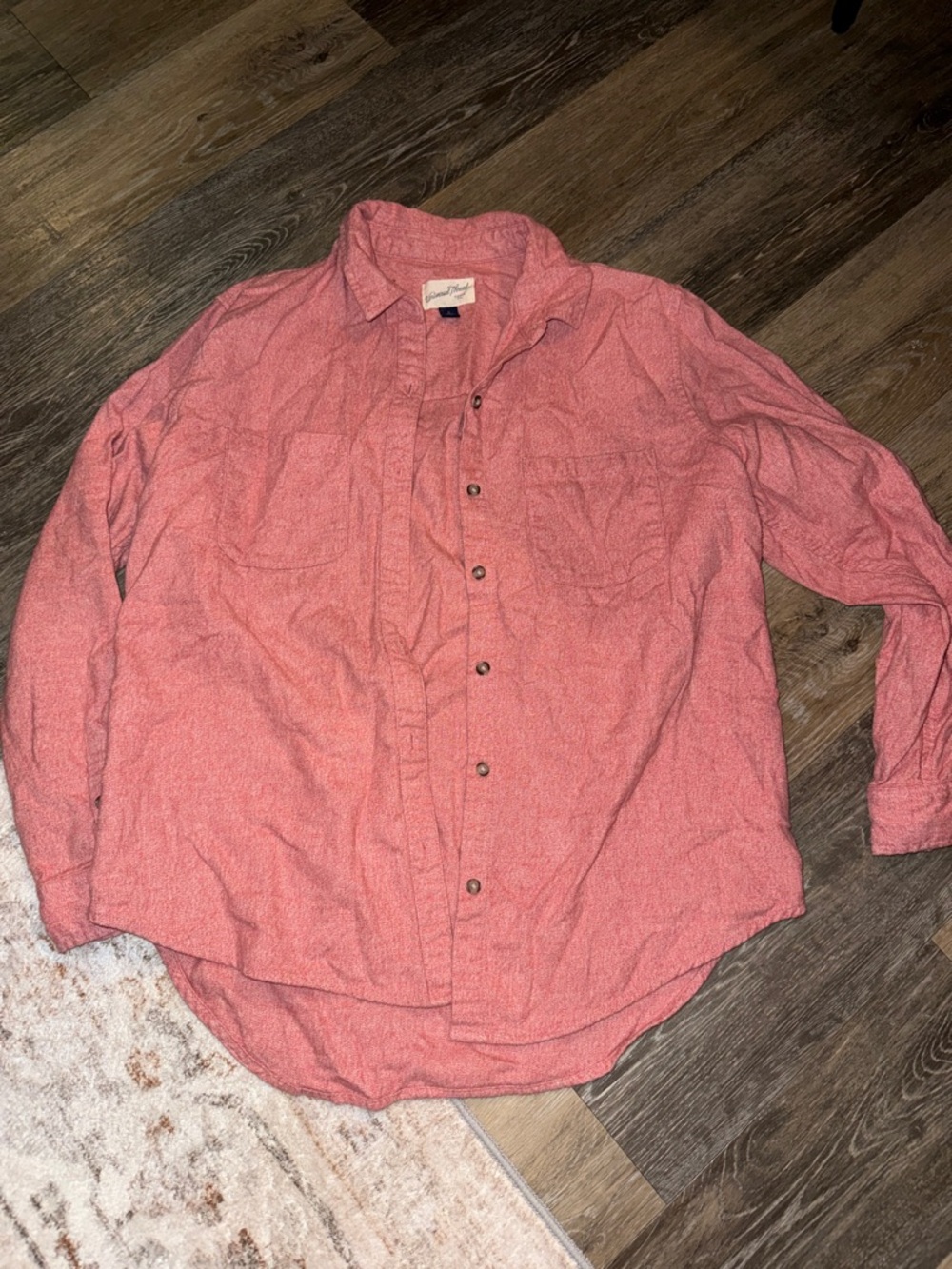 Men's Long-Sleeve Casual Shirt in Coral